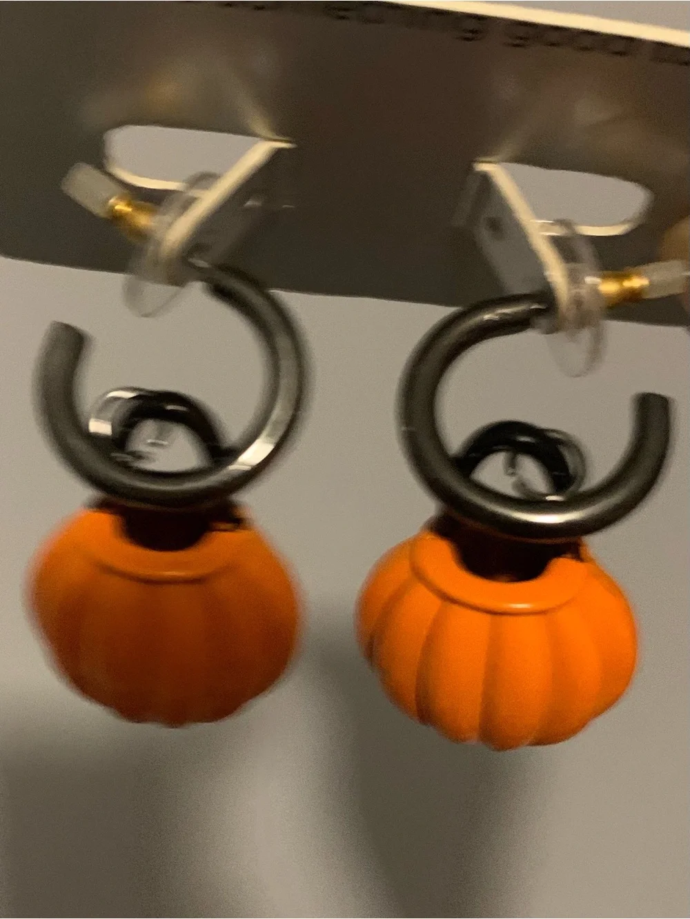 🆕- Orange Pumpkin Jack-O'-Lantern Hoop Earrings for Women